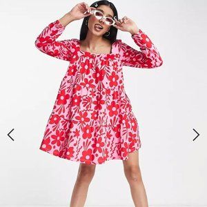 ASOS DESIGN floral short mini dress SIZE S